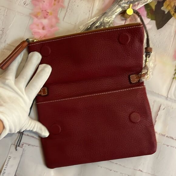 DOONEY & BOURKE PEBBLE GRAIN LEATHER FOLDOVER ZIP CROSSBODY NWT - Picture 6 of 16